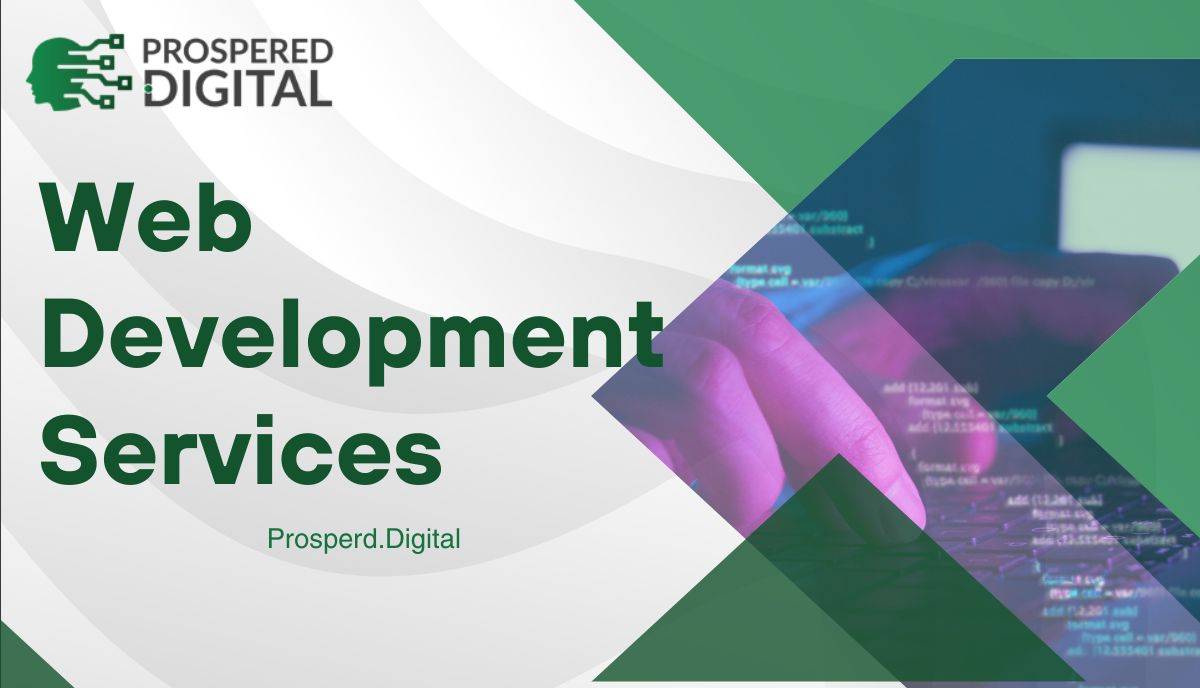 Web development services is written on this image and it is in green and white background and also with one image which showing about development.