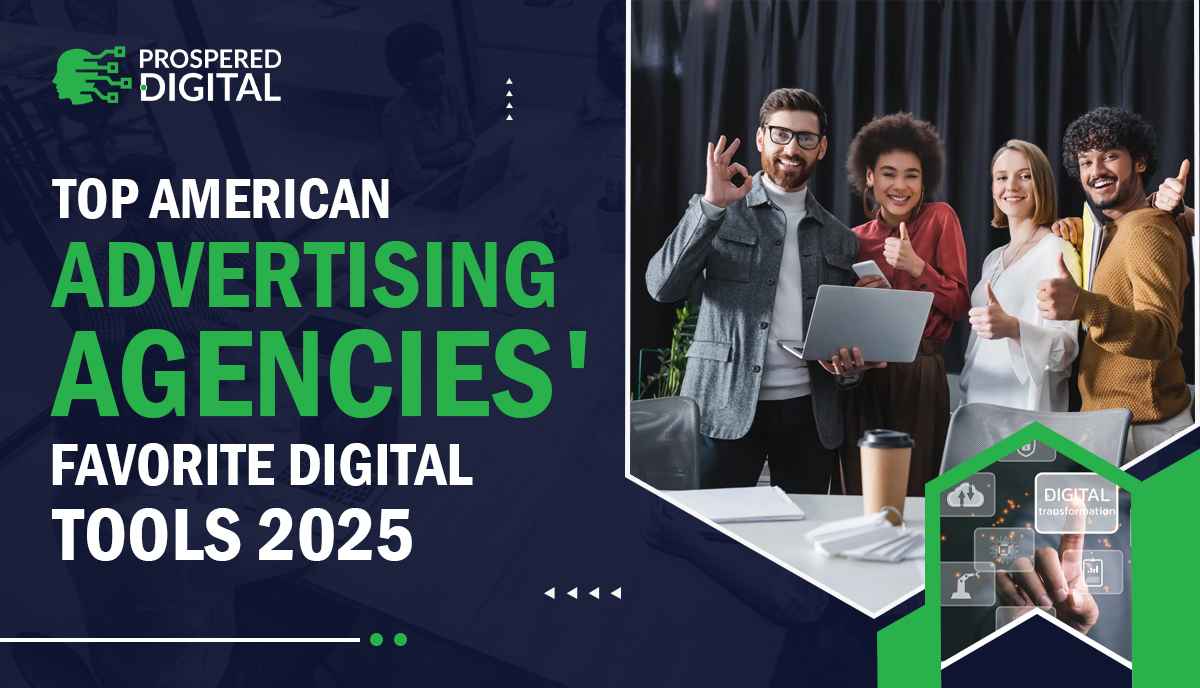 Top American Advertising Agencies' Favorite Digital Tools 2025 and group of people raising thumb.